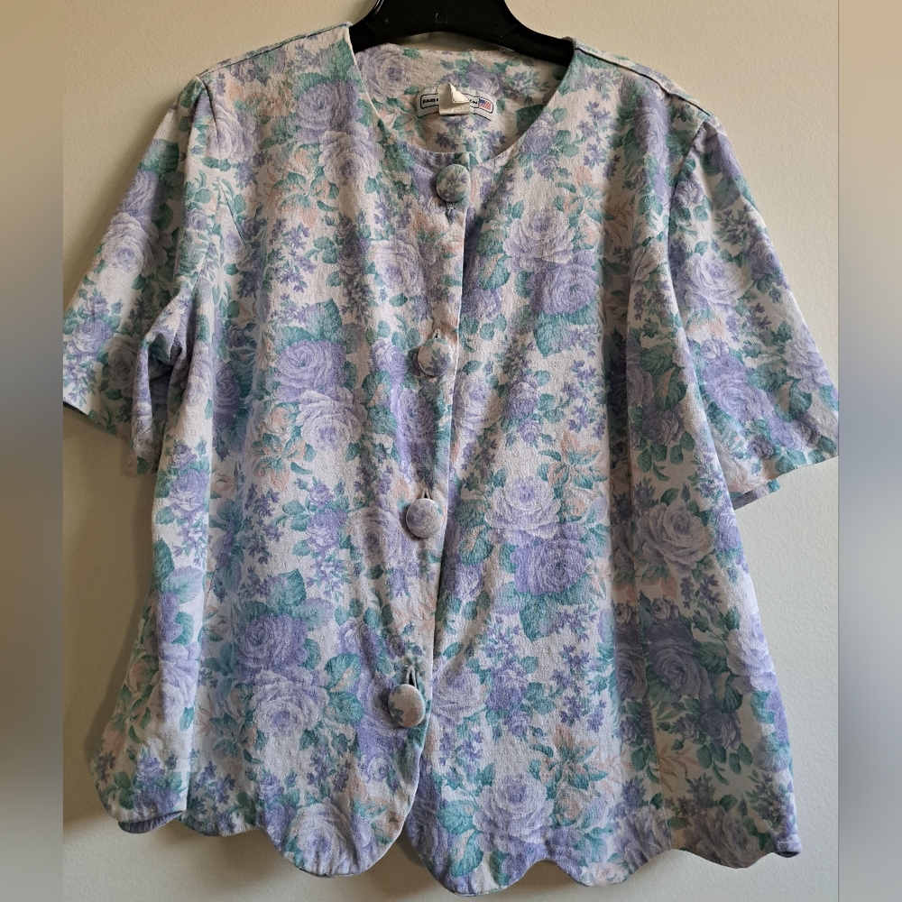 Women's Vintage Pablo Collection Blazer Made In USA‎ Purple & Green Floral  16WP